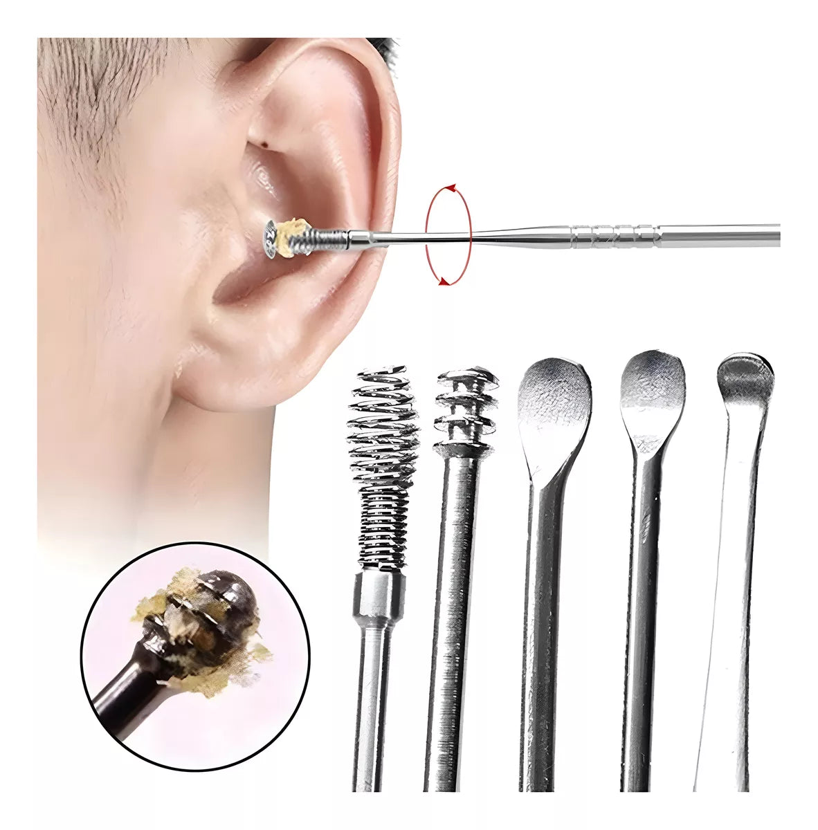 KIT LIMPIADOR DE OÍDOS ™ - DE ACERO INOXIDABLE